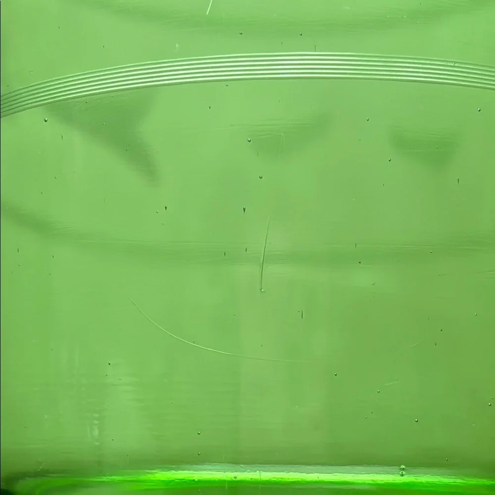 Vintage Uranium Green Depression Glass Ice Bucket with Floral Design